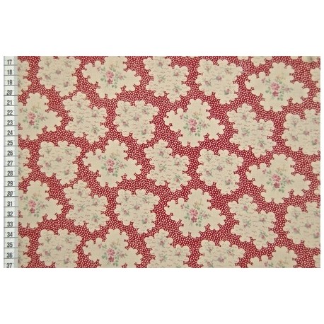 Tissu Nuage de fleurs rouge dans TISSUS JAPONAIS par Couture et Cie