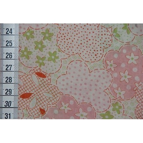 Tissu Kokka Fleurs rose et vert dans TISSUS JAPONAIS par Couture et Cie