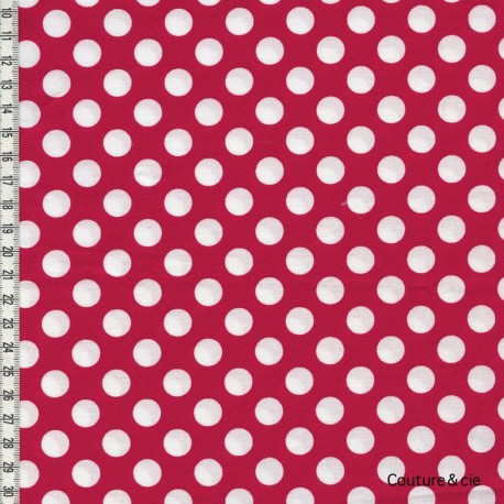 Tissu Ta Dot rouge pois blancs dans MICHAEL MILLER par Couture et Cie