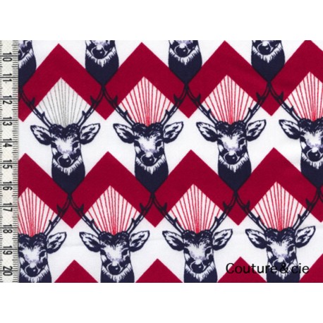 Tissu Echino Huedrawer Cerf rouge coupon 110x110cm dans Echino par Couture et Cie