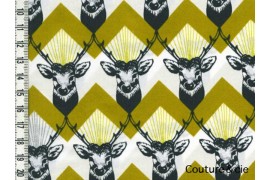 Tissu Echino Huedrawer Cerf jaune moutarde dans TISSUS JAPONAIS par Couture et Cie