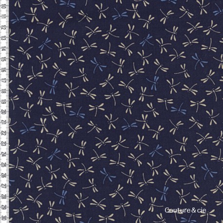 Tissu Libellules Navy blue dans Motifs traditionnels par Couture et Cie