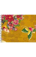 Tissu Fleurs et Papillons moutarde, coupon 54*110cm dans Kokka par Couture et Cie