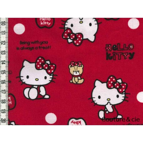 Tissu Hello Kitty bear rouge dans Kiyohara par Couture et Cie