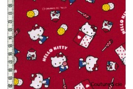 Tissu Hello Kitty okashi rouge dans Kiyohara par Couture et Cie