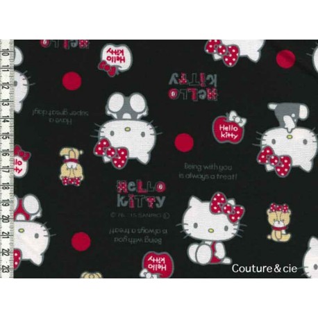 Tissu Hello Kitty bear noir dans Kiyohara par Couture et Cie