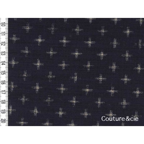 Tissu bleu indigo Juujimonyou, coupon 85x110cm dans Motifs traditionnels par Couture et Cie