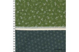 Tissu double face Sakura/Asanoha vert, coupon 45*110cm dans Motifs traditionnels par Couture et Cie