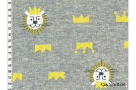Tissu sweat motif lion gris dans Sweat par Couture et Cie