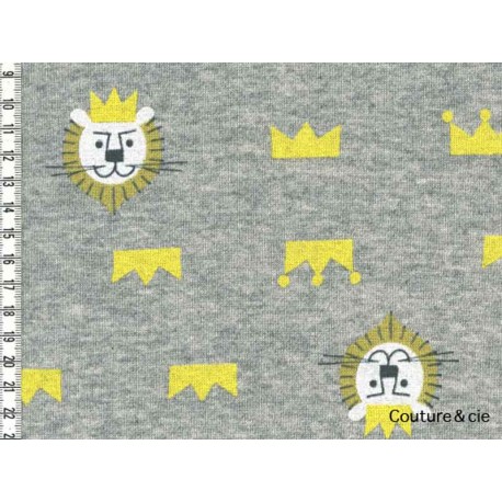 Tissu sweat motif lion gris dans Sweat par Couture et Cie