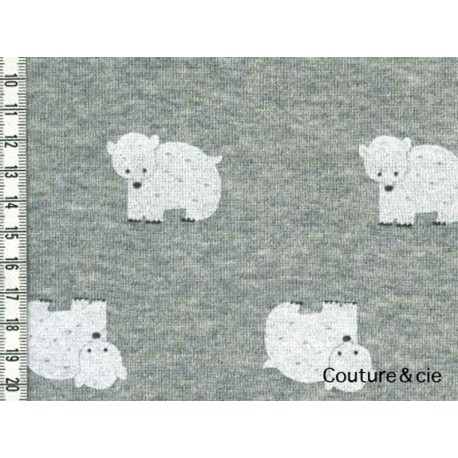 Tissu sweat ours gris, coupon 76*83cm dans Sweat par Couture et Cie