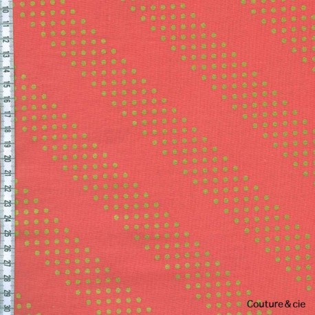 Tissu cotton and steel Dottie corail et or, x10cm dans COTTON + STEEL par Couture et Cie