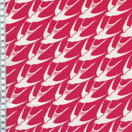 Tissu Cotton + Steel Bird rouge, x10cm dans COTTON + STEEL par Couture et Cie
