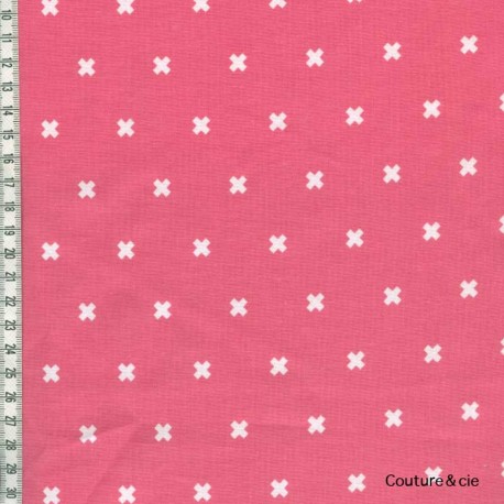 Tissu Cotton + Steel Xoxo Corail, x10cm dans COTTON + STEEL par Couture et Cie