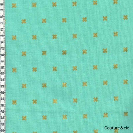 Tissu Xoxo vert effet doré dans COTTON + STEEL par Couture et Cie