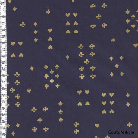 Tissu Rifle Paper Wonderland, Follow Suit Navy metalllic, x10cm dans COTTON + STEEL par Couture et Cie