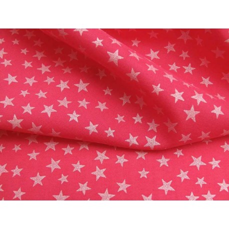 Batiste coton rose fushia étoiles nacrées, x10cm dans Tissus Etoiles par Couture et Cie