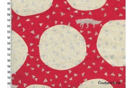 Tissu Echino Silver foxes rouge, coupon 75x110cm
