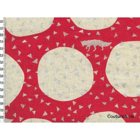 Tissu Echino Silver foxes rouge, coupon 75x110cm dans Echino par Couture et Cie