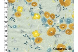 Flanelle de coton bleu-gris Little letter dans TISSUS JAPONAIS par Couture et Cie