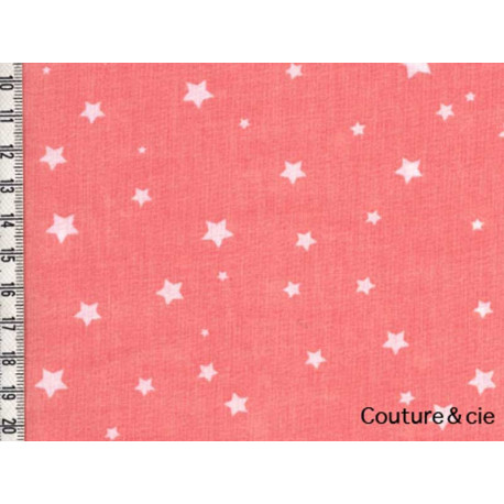 Tissu Poussières d'étoiles corail, x10cm dans LINNAMORATA par Couture et Cie