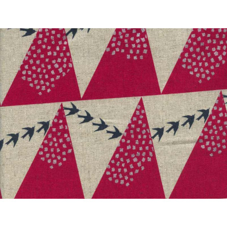 Tissu Echino metis coton lin Hill rouge, x10cm dans TISSUS JAPONAIS par Couture et Cie