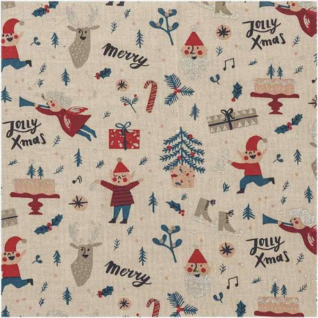 Tissu Noël Elfes, coupon 75*140cm dans Tissus Noël par Couture et Cie