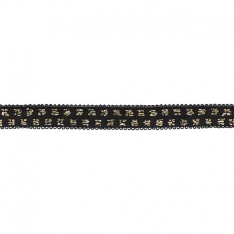Elastique noir pois lurex doré 10mm, x10cm dans Accueil par Couture et Cie