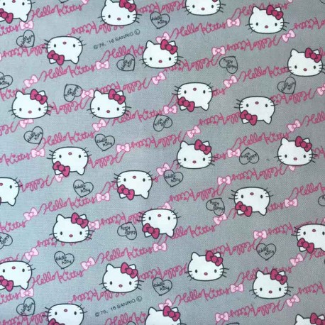 Tissu Hello Kitty Oxford gris, x10cm dans Kiyohara par Couture et Cie