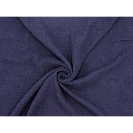 Tissu Double gaze coton bleu nuit, x10cm dans Double gaze par Couture et Cie