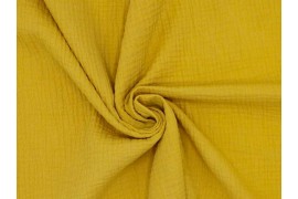 Double gaze gaufrée jaune moutarde, x10cm dans Double gaze par Couture et Cie