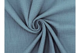 Tissu Double gaze coton bleu jean, x10cm dans Double gaze par Couture et Cie