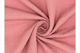 Tissu double gaze coton rose thé, x10cm dans Double gaze par Couture et Cie