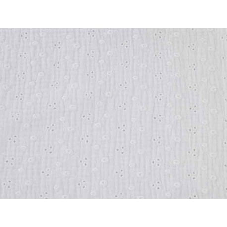 Double gaze brodée coton blanche, x10cm dans Tissus par Couture et Cie