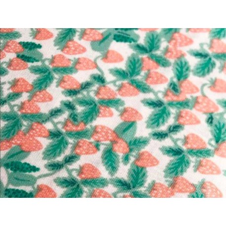 Tissu Rifle Paper Primavera Strawberries blush, x10cm dans COTTON + STEEL par Couture et Cie