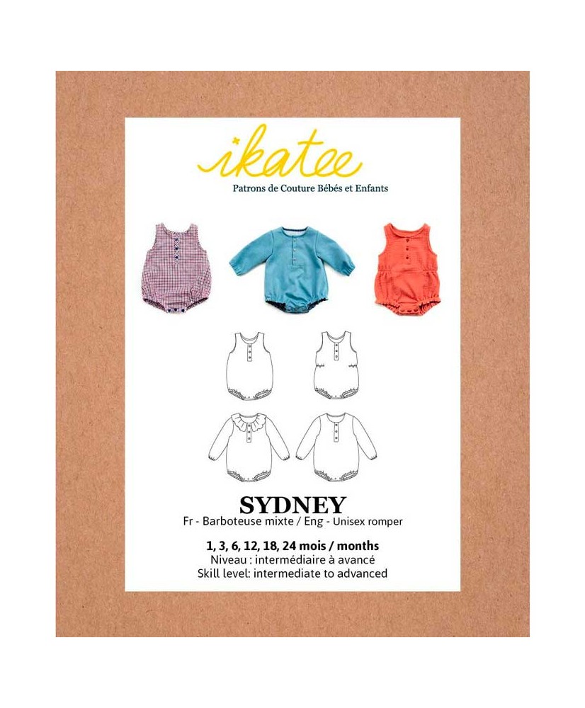 Patron couture bébé Ikatee barboteuse Sydney dans Accueil par Couture et Cie