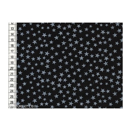 Batiste coton noire étoiles nacrées, x10cm dans Tissus Etoiles par Couture et Cie