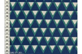 Tissu Kokka Stamped triangles bleus