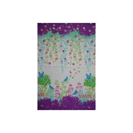 Tissu Echino Oiseaux fond violet dans TISSUS JAPONAIS par Couture et Cie